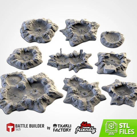 Txarli Craters Terrain Set - FDM 3D Printed