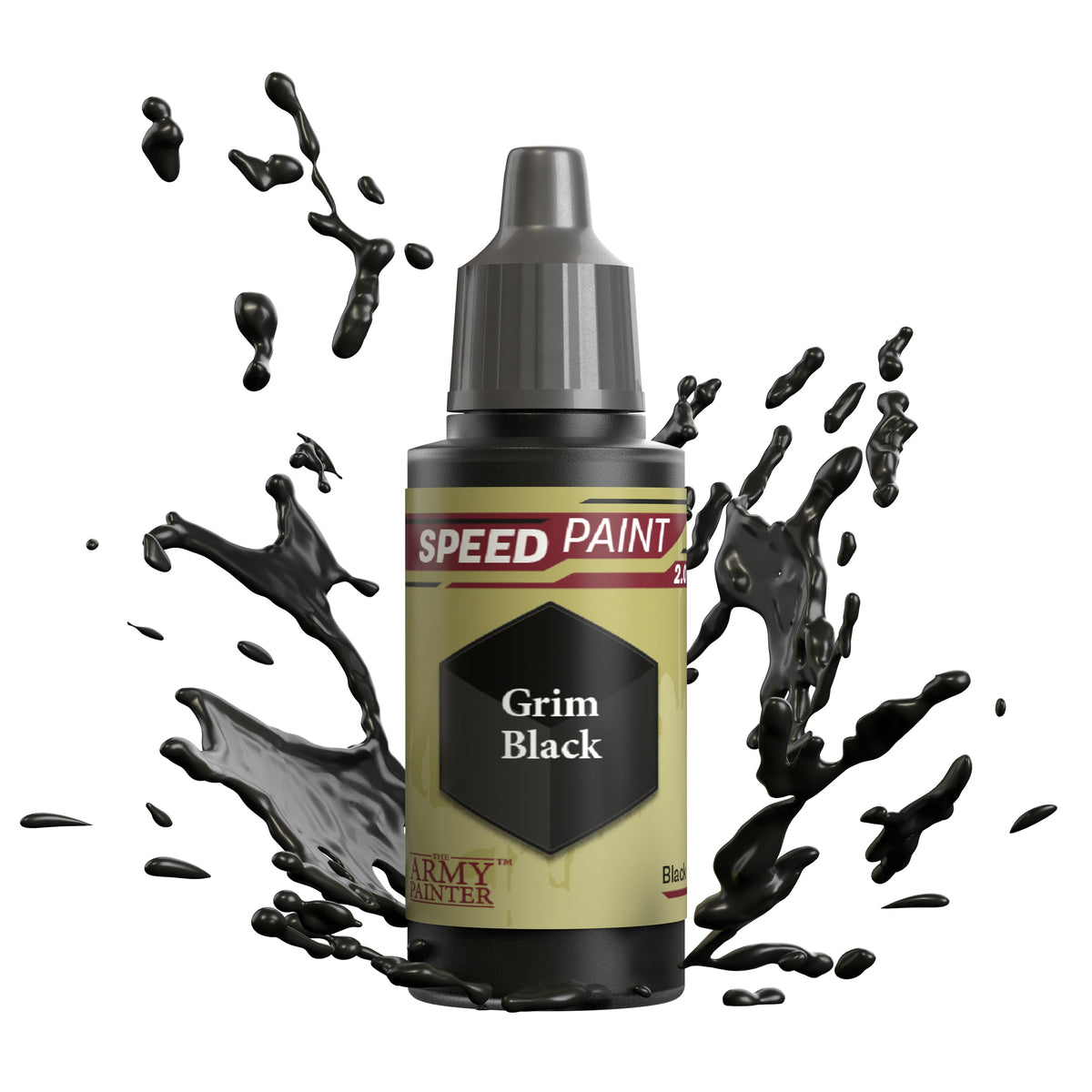 Grim Black Speedpaint by The Army Painter, a dark matte paint for miniature and model detailing.