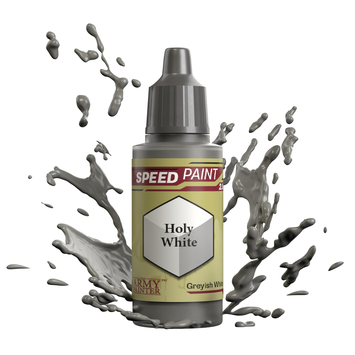 Bottle of Holy White Speedpaint by The Army Painter, creamy white acrylic paint for miniature painting and detailing.