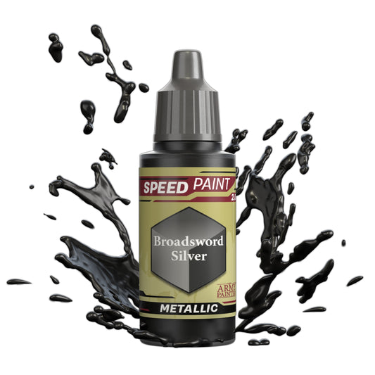 Broadsword Silver The Army Painter Speedpaint Metallic paint, dropper bottle, silver, with a paint splash.
