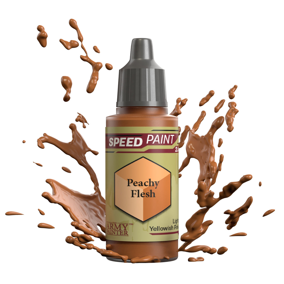 Speedpaint Peachy Flesh paint by The Army Painter, vibrant peachy skin tone for miniatures and model painting projects.