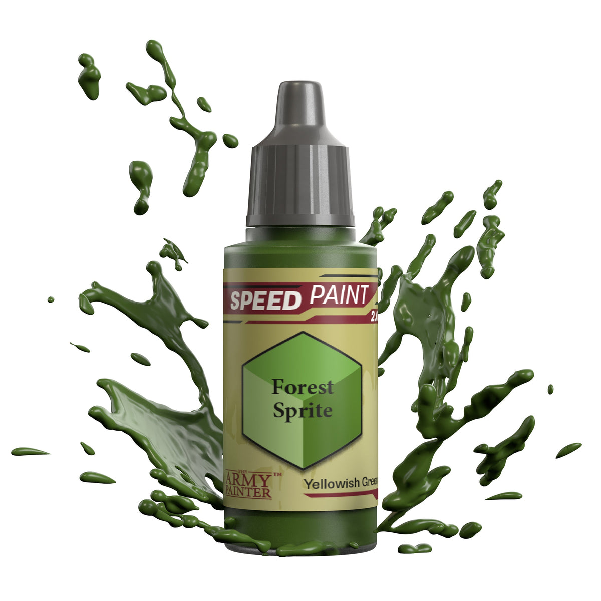 Speedpaint Forest Sprite paint by The Army Painter, featuring vibrant green and brown shades for miniature fantasy figures.