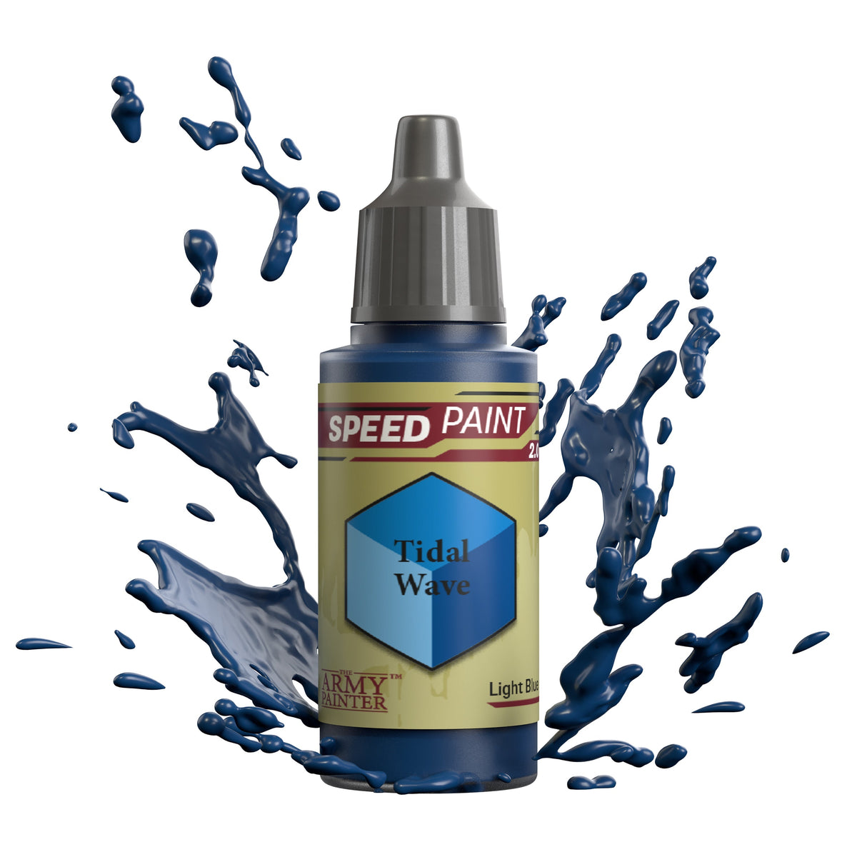Speedpaint Tidal Wave by The Army Painter, vibrant blue paint in a container, ideal for miniature painting and detailing.