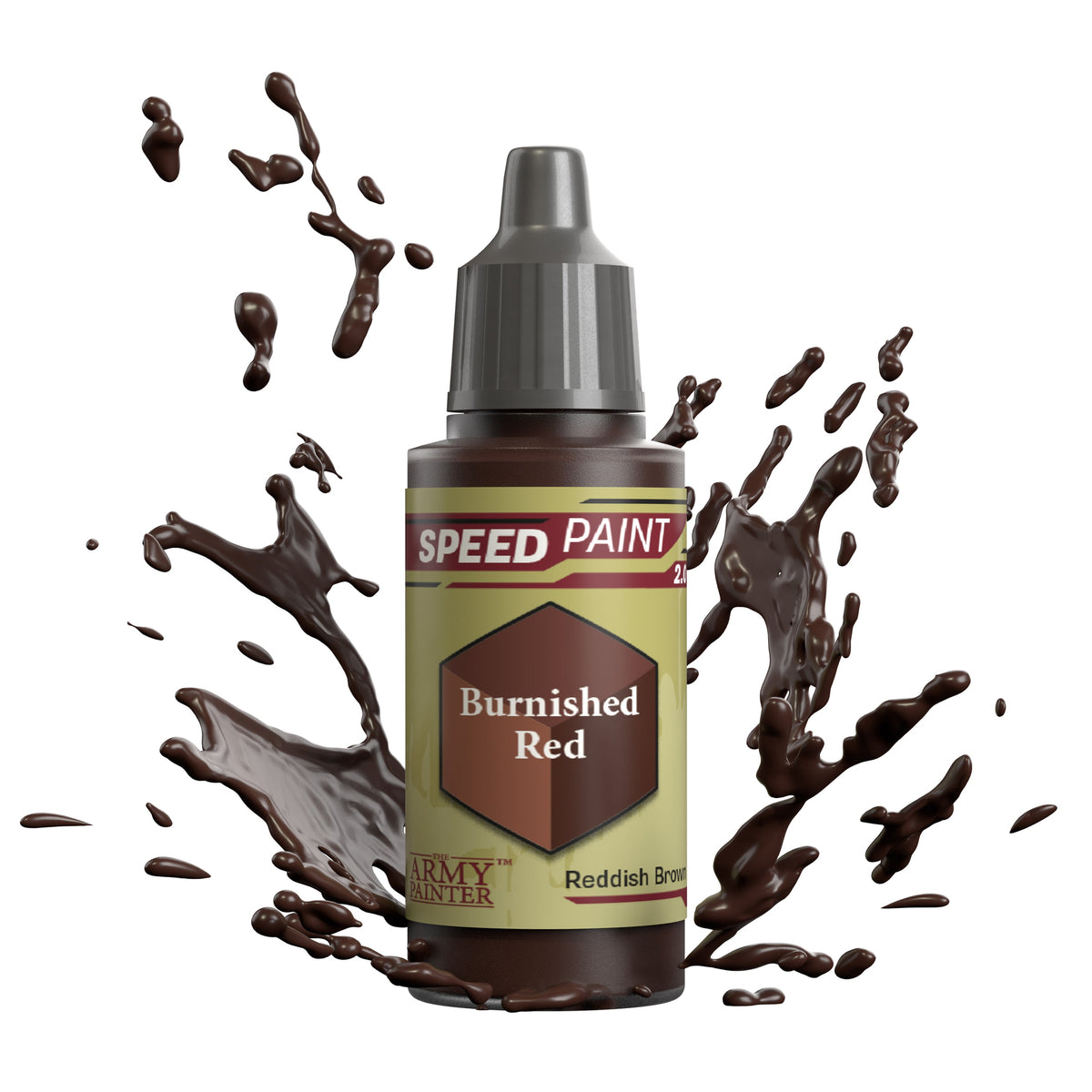 Bottle of The Army Painter Speedpaint Burnished Red acrylic paint for miniatures and model painting.