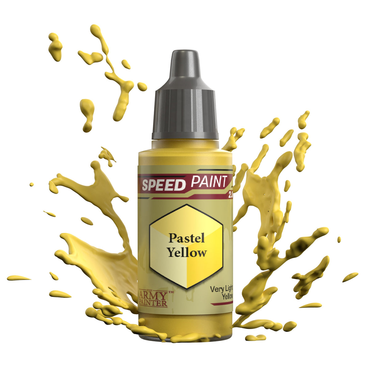 Pastel yellow Speedpaint paint tube by The Army Painter for miniature painting and crafting projects.