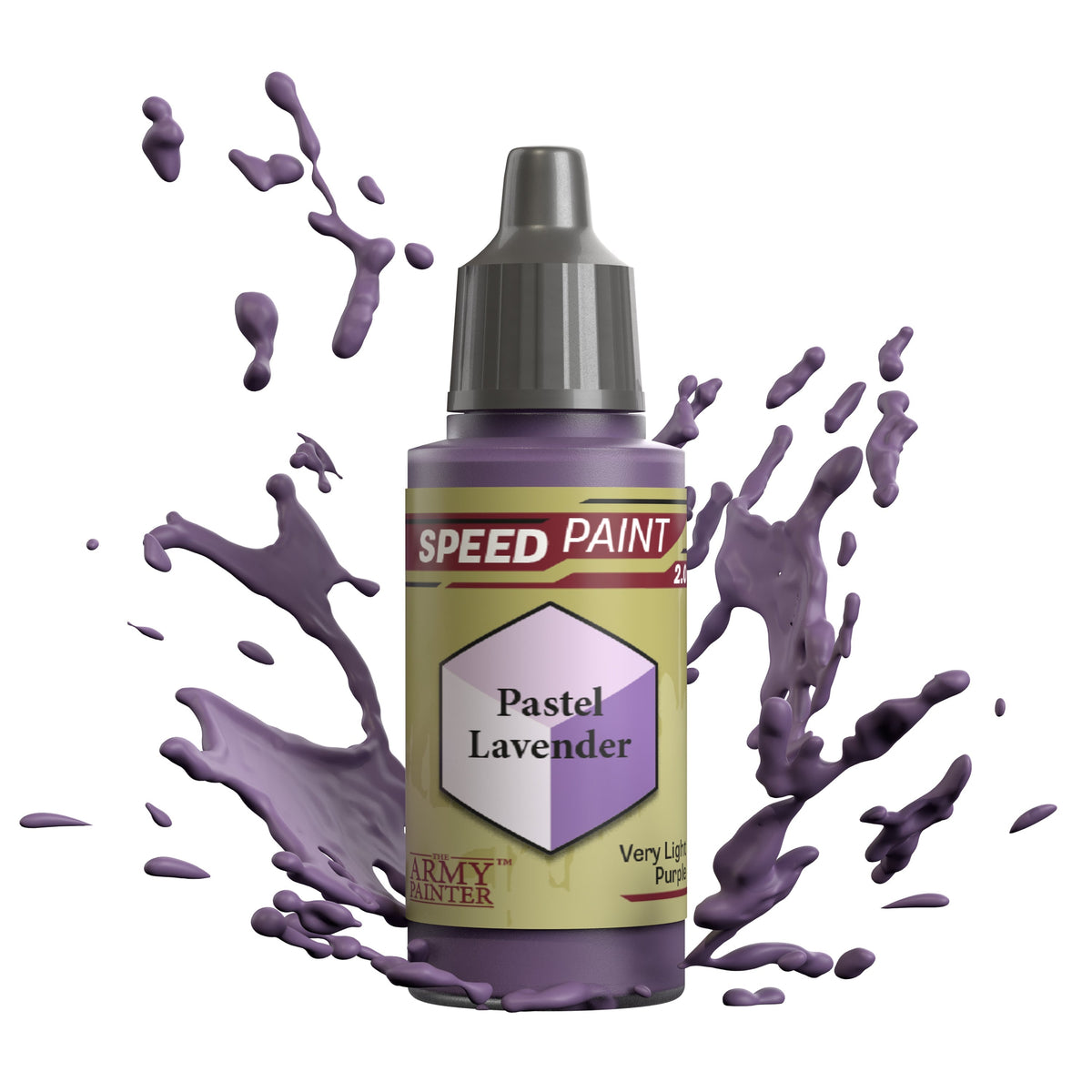 Pastel lavender paint bottle from The Army Painter Speedpaint line, ideal for miniature painting and detailed craft projects.