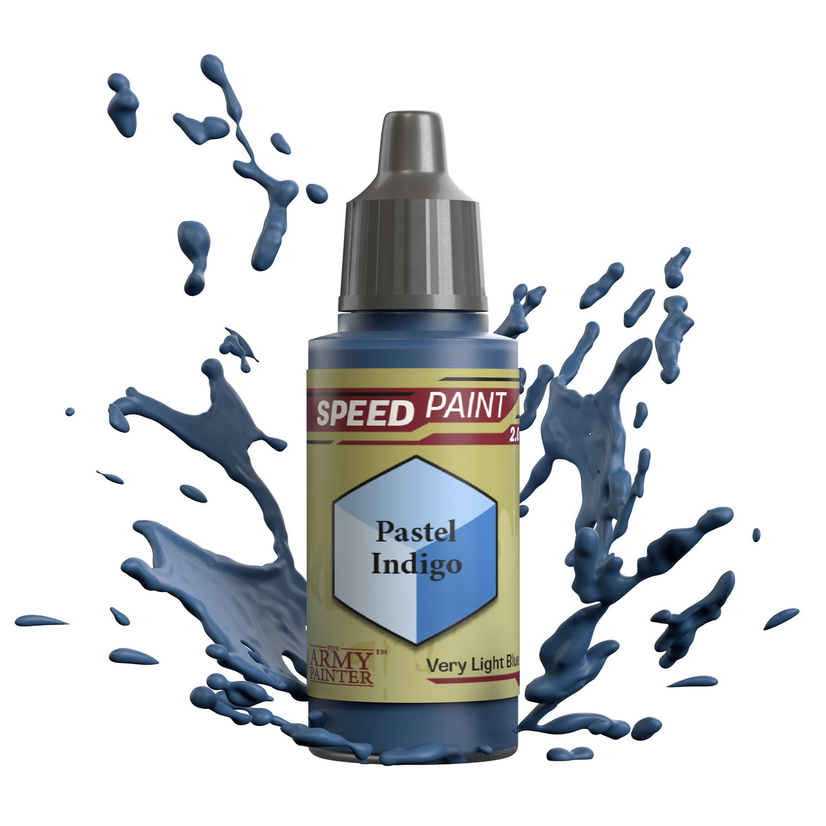 Bottle of The Army Painter Speedpaint Pastel Indigo acrylic paint for miniatures and models.