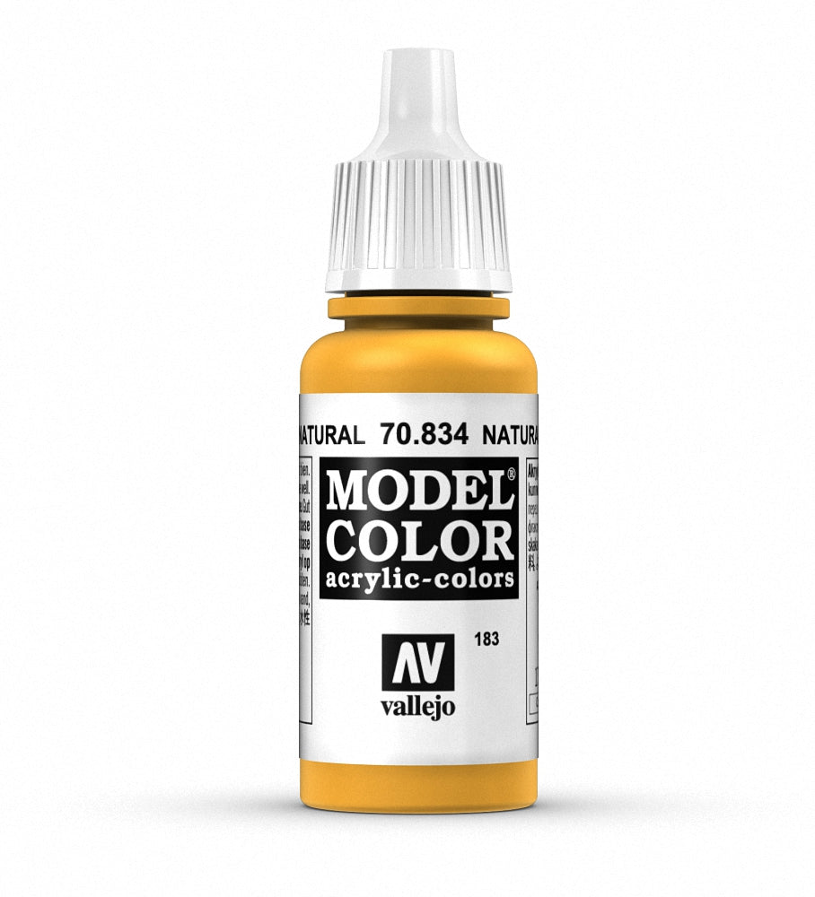 Vallejo Model Color 17ml paint bottle labeled Natural Wood, suitable for model detailing and realistic wood finishes.
