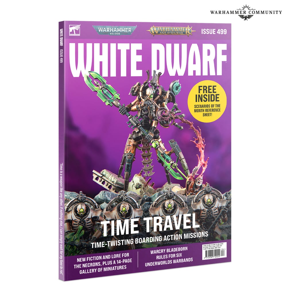 White Dwarf 499 magazine by Games Workshop, April 2024 issue featuring Warhammer gaming and hobby content.