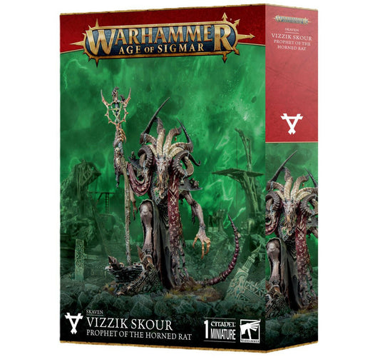 SKAVEN: VIZZIK SKOUR PROPHET HORNED RAT - Mighty Melee Games