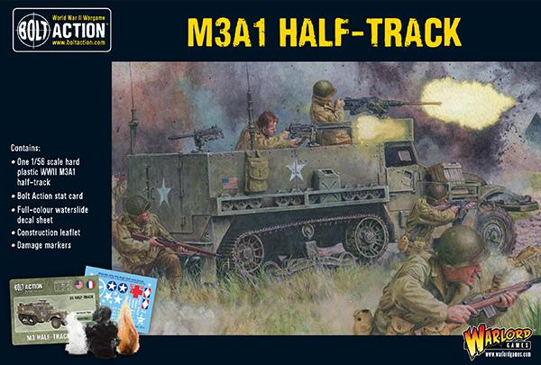 Warlord Games M3A1 Halftrack model with detailed military vehicle features on a neutral background.