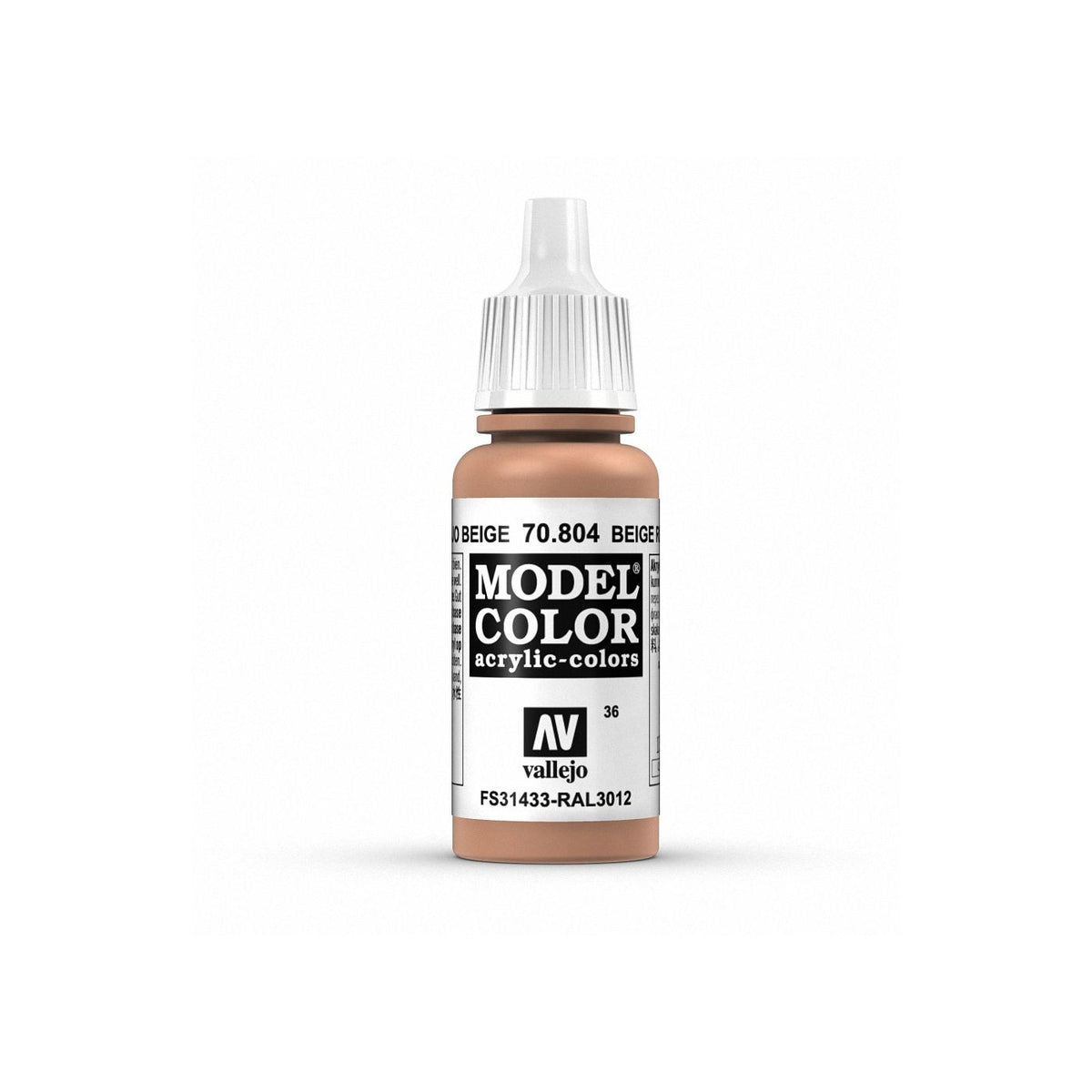 Vallejo Model Color beige red paint bottle, 17ml, with label visible, for miniature and model painting.
