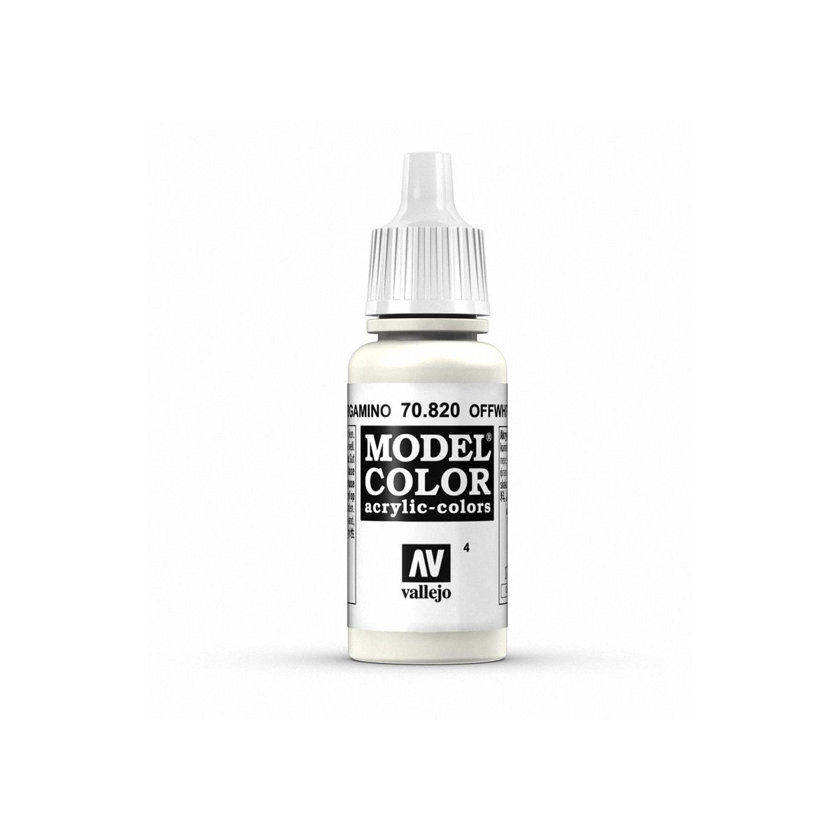Vallejo Model Color 17ml bottle of off-white acrylic paint for miniatures and model painting projects.