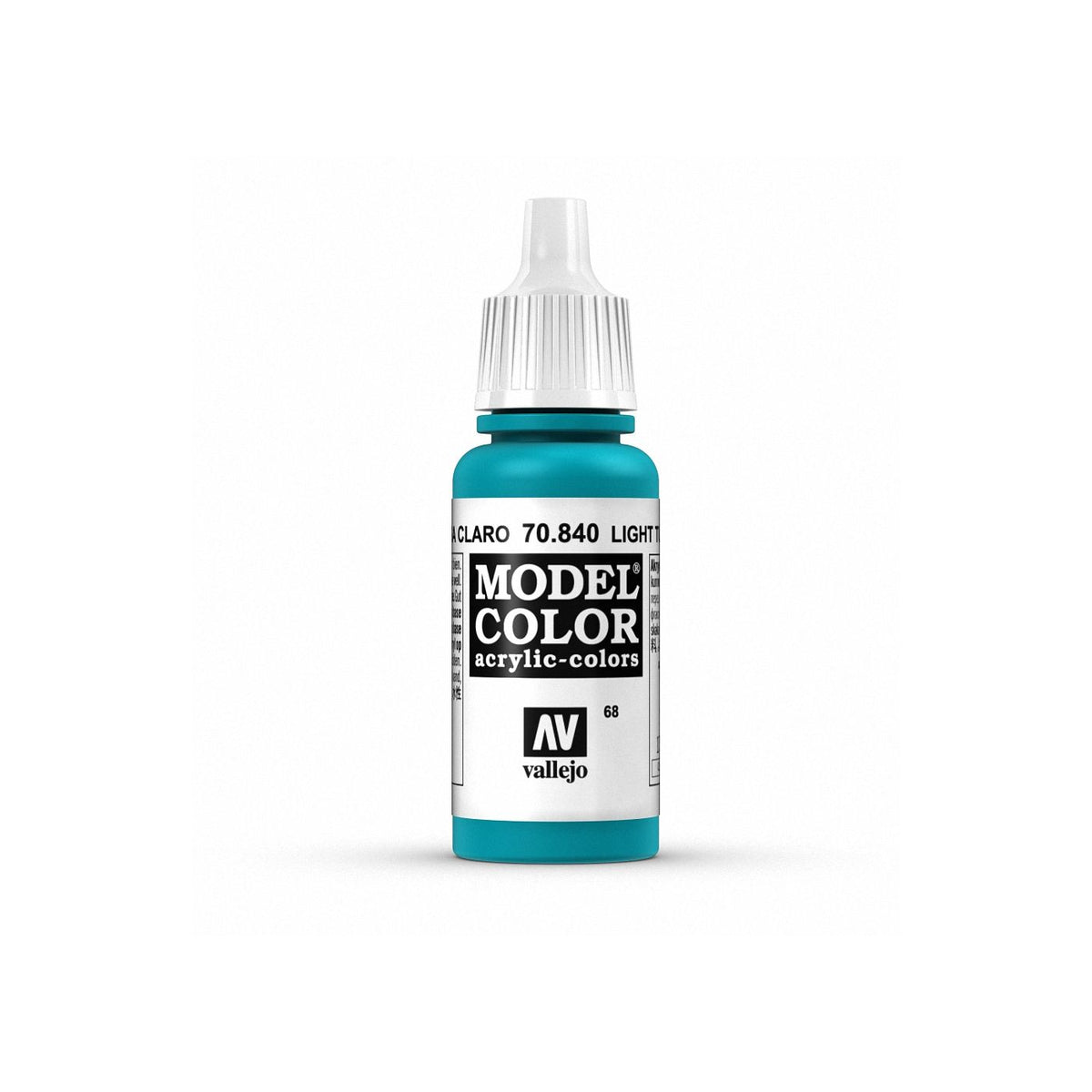 Vallejo Model Color Light Turquoise 17ml paint bottle with label and cap, ideal for miniature and model painting.