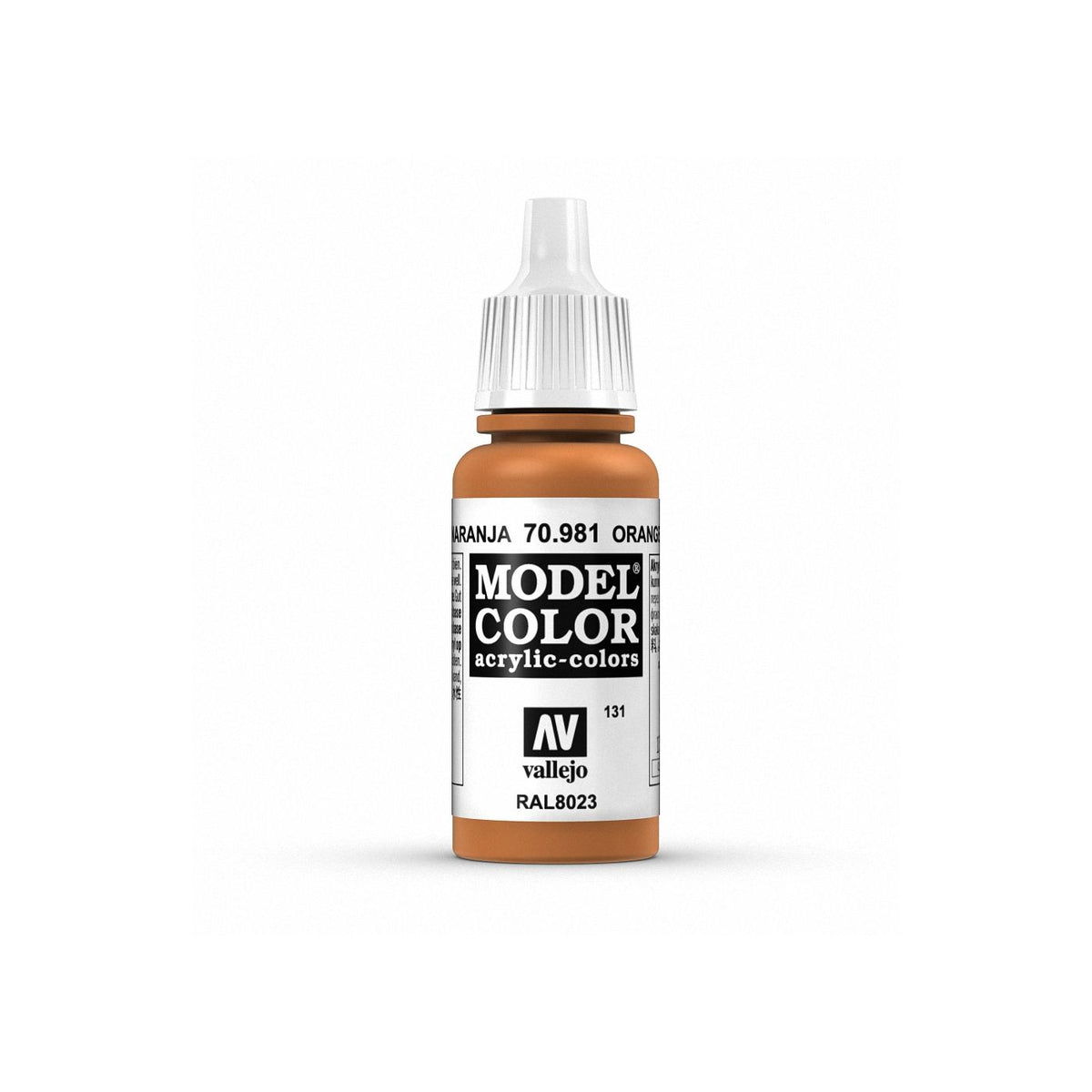 Vallejo Model Color orange brown paint bottle with 17ml capacity, ideal for miniature and model painting projects.